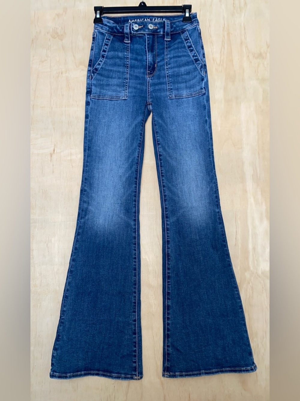 American Eagle Outfitters Dark Blue High-Rise Flare Jeans